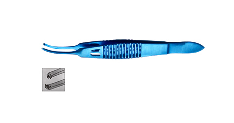 固定镊 钛合金 11cm 左 弯 2*3犬齿