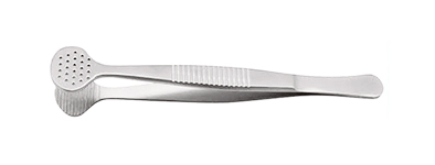 沙眼镊 圆头 一翼有孔一翼齿纹 全长10cm 亚光